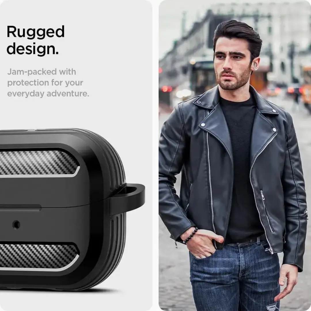 Spigen Rugged Armor Hoesje - Samsung Galaxy Buds 3/3 Pro - Zwart - afbeelding 6 van 6