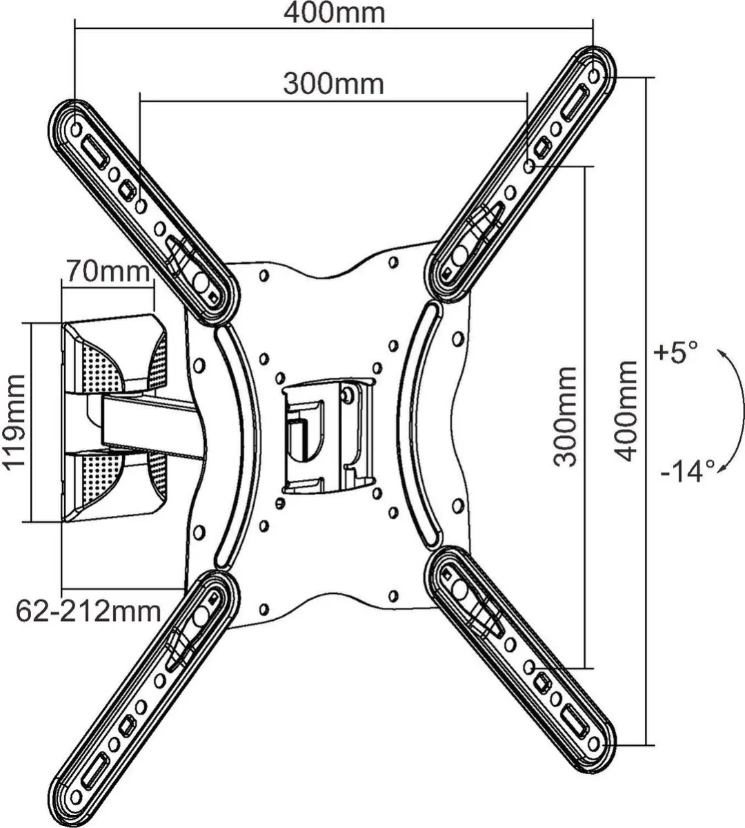 Equip 650406 TV Wandbeugel 139,7cm - Zwart - afbeelding 4 van 5
