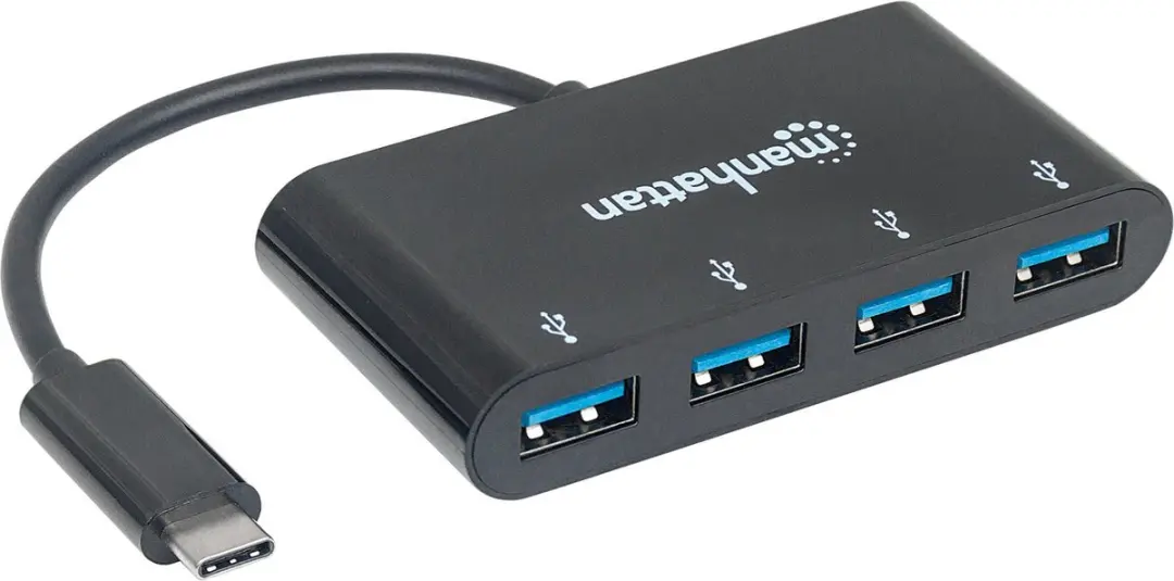 Manhattan USB-C Hub 4 Poorten USB 3.2 Gen 1 - 162746 - Zwart