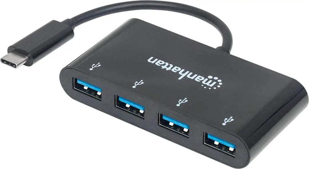 Manhattan USB-C Hub 4 Poorten USB 3.2 Gen 1 - 162746 - Zwart - afbeelding 6 van 6