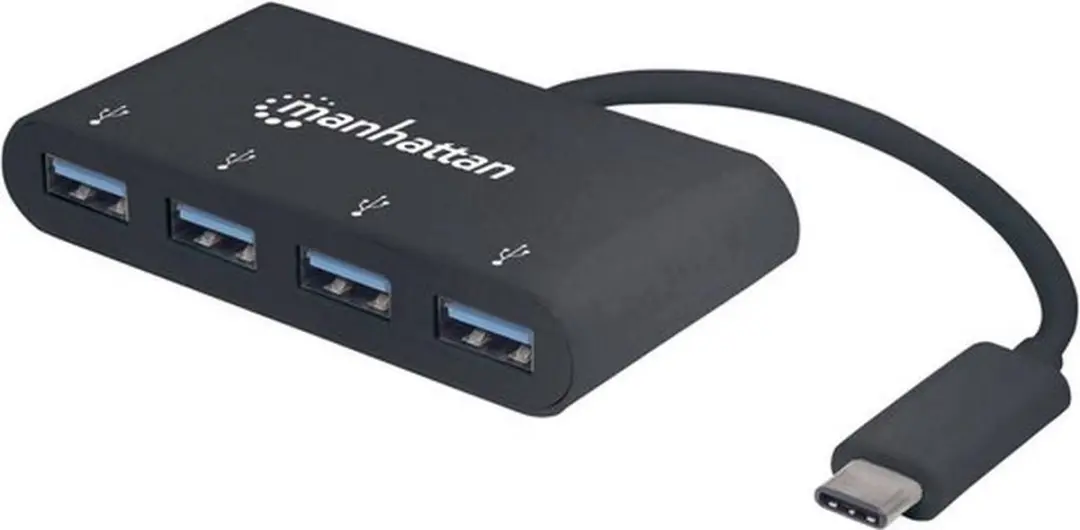 Manhattan USB-C Hub 4 Poorten USB 3.2 Gen 1 - 162746 - Zwart