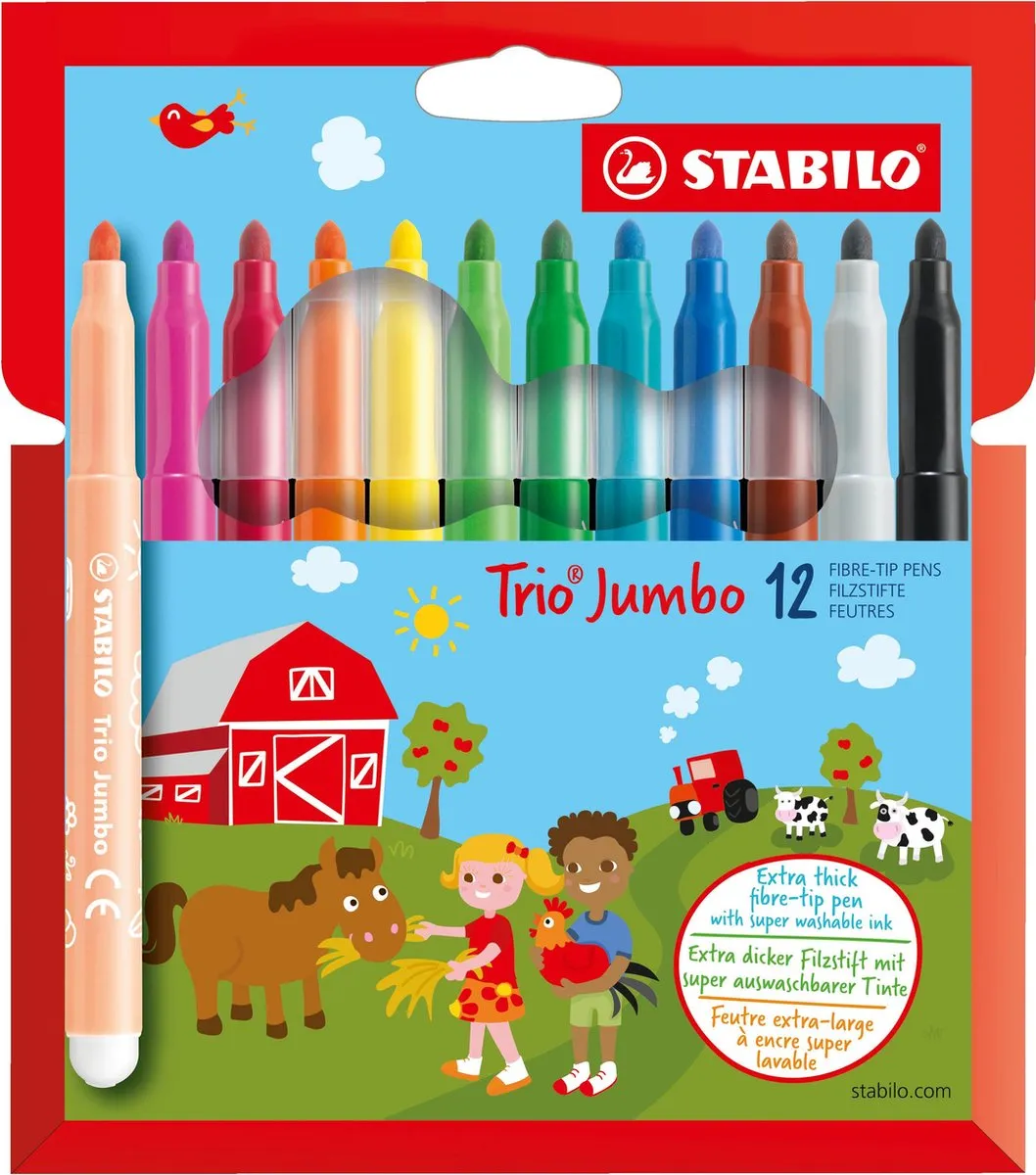 STABILO Trio Jumbo Viltstift 3,0mm - 12 Stuks Multicolor