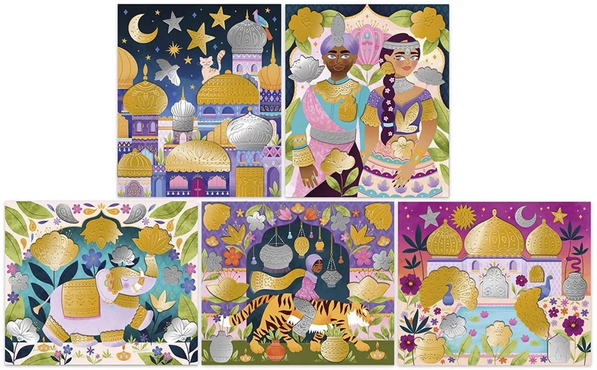 Janod Knutselpakket Metallic Stickers Bollywood - 5 Schilderijen
