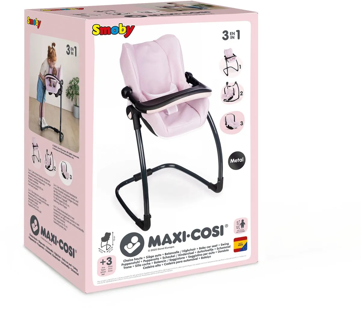 Smoby Maxi-Cosi Poppenstoel 3-in-1 - Roze