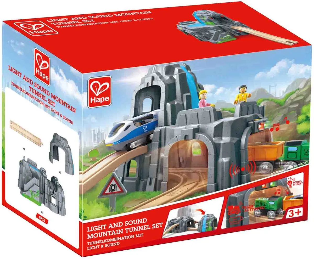 Hape Bergtunnelset E3739 - Licht en Geluid - 4-delig - Veelkleurig