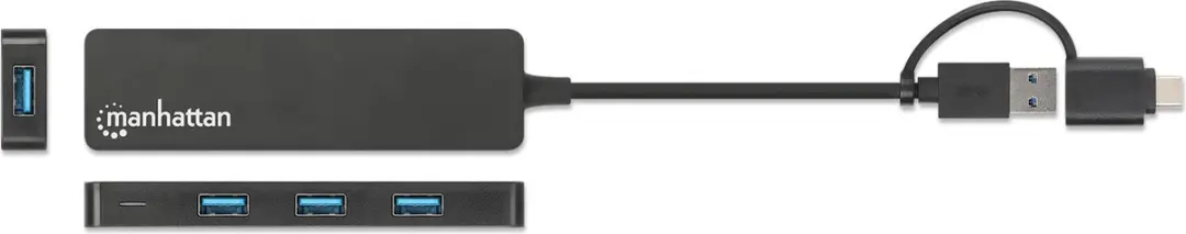Manhattan MH 4-Port USB 3.2 Hub - Zwart - afbeelding 5 van 6