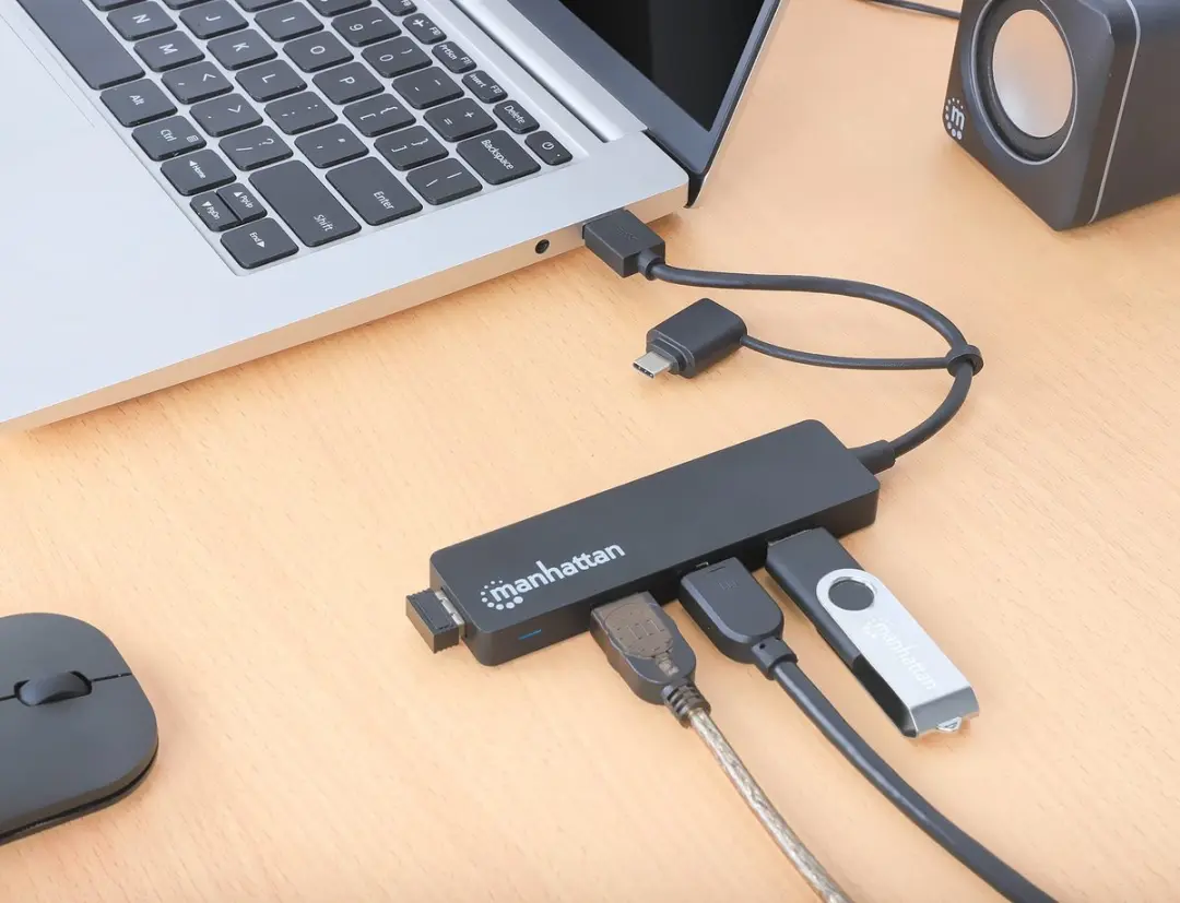 Manhattan MH 4-Port USB 3.2 Hub - Zwart - afbeelding 3 van 6