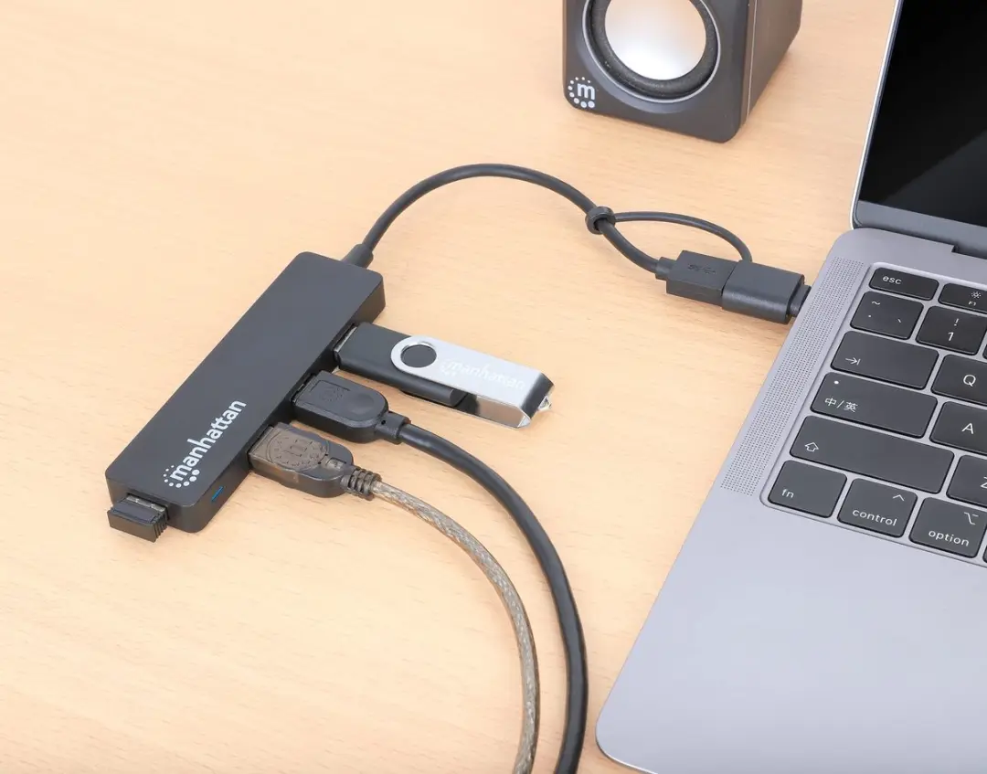 Manhattan MH 4-Port USB 3.2 Hub - Zwart - afbeelding 2 van 6