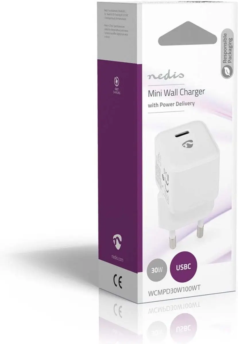 Nedis WCMPD30W100WT Oplader 30W USB-C - Wit - afbeelding 6 van 6