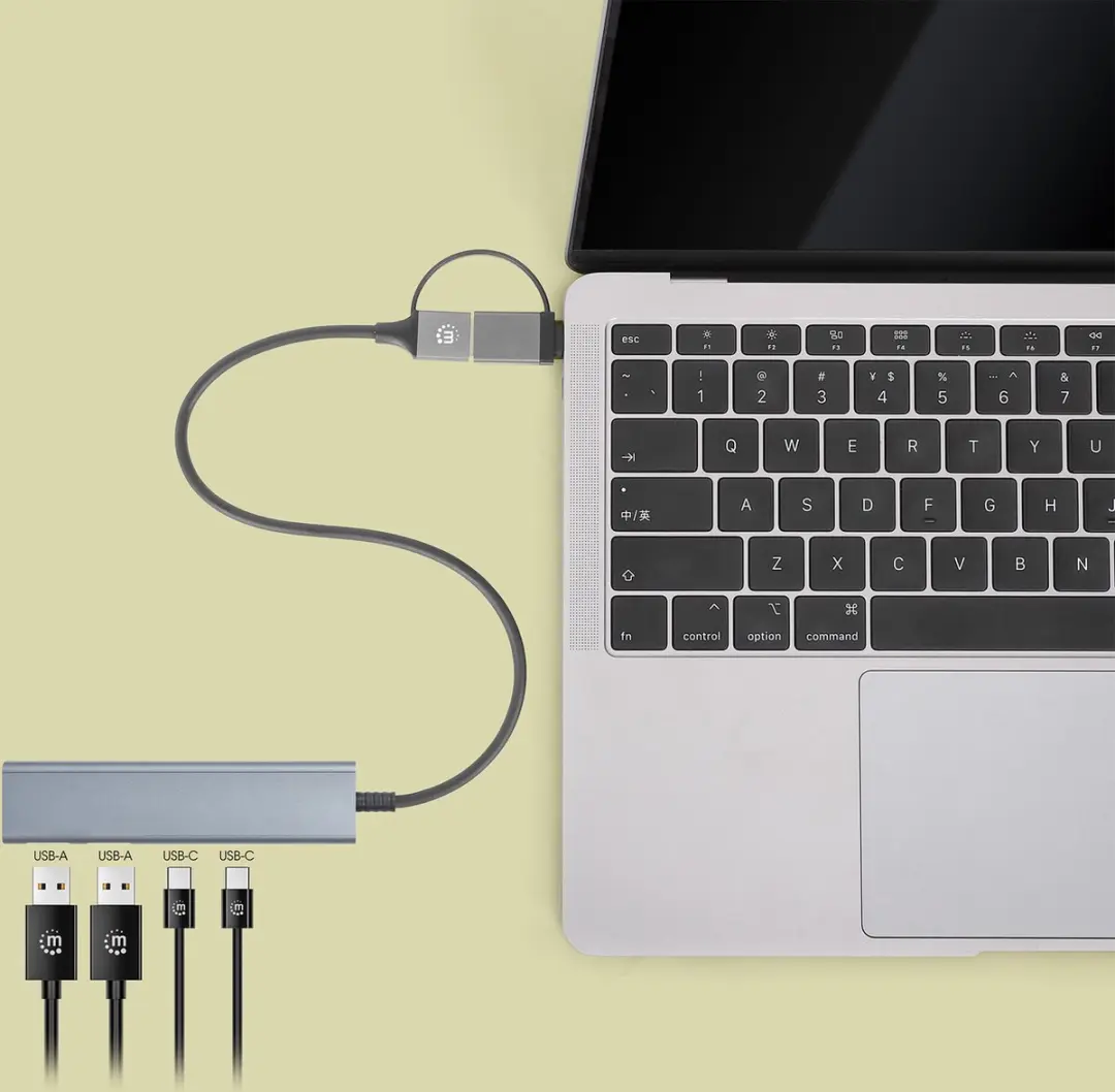 Manhattan 181075 USB-hub 4-poorts - USB-A/USB-C - afbeelding 3 van 6