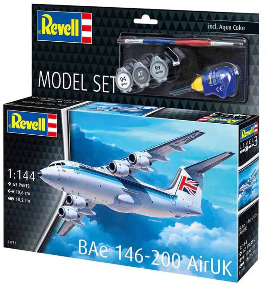Revell 63791 Bae 146-200 AirUK Modelbouwpakket - 1:144 - Straaljager - 63 Onderdelen