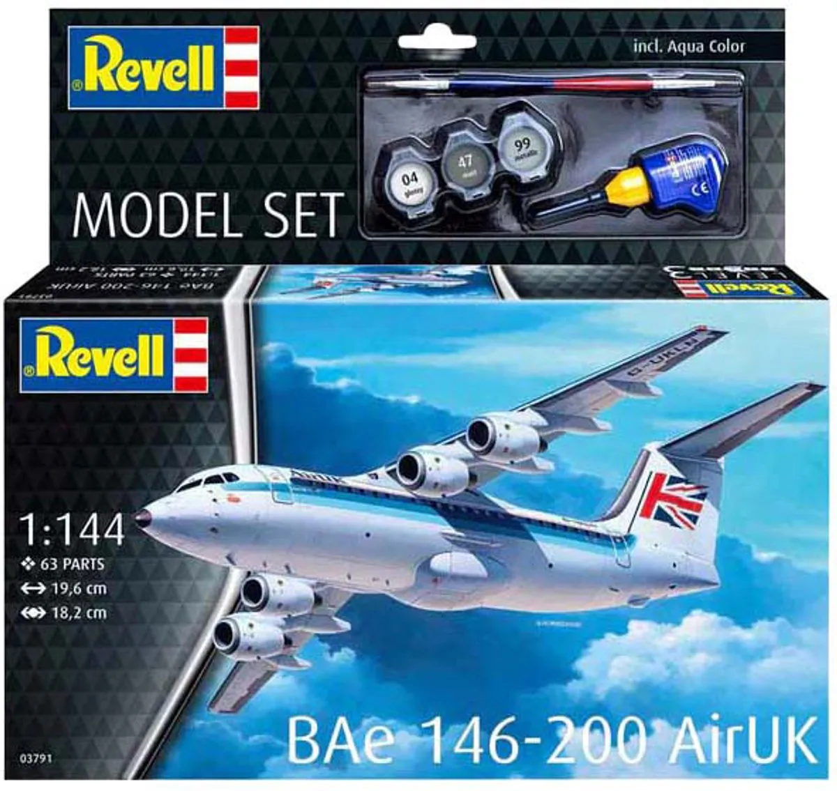 Revell 63791 Bae 146-200 AirUK Modelbouwpakket - 1:144 - Straaljager - 63 Onderdelen