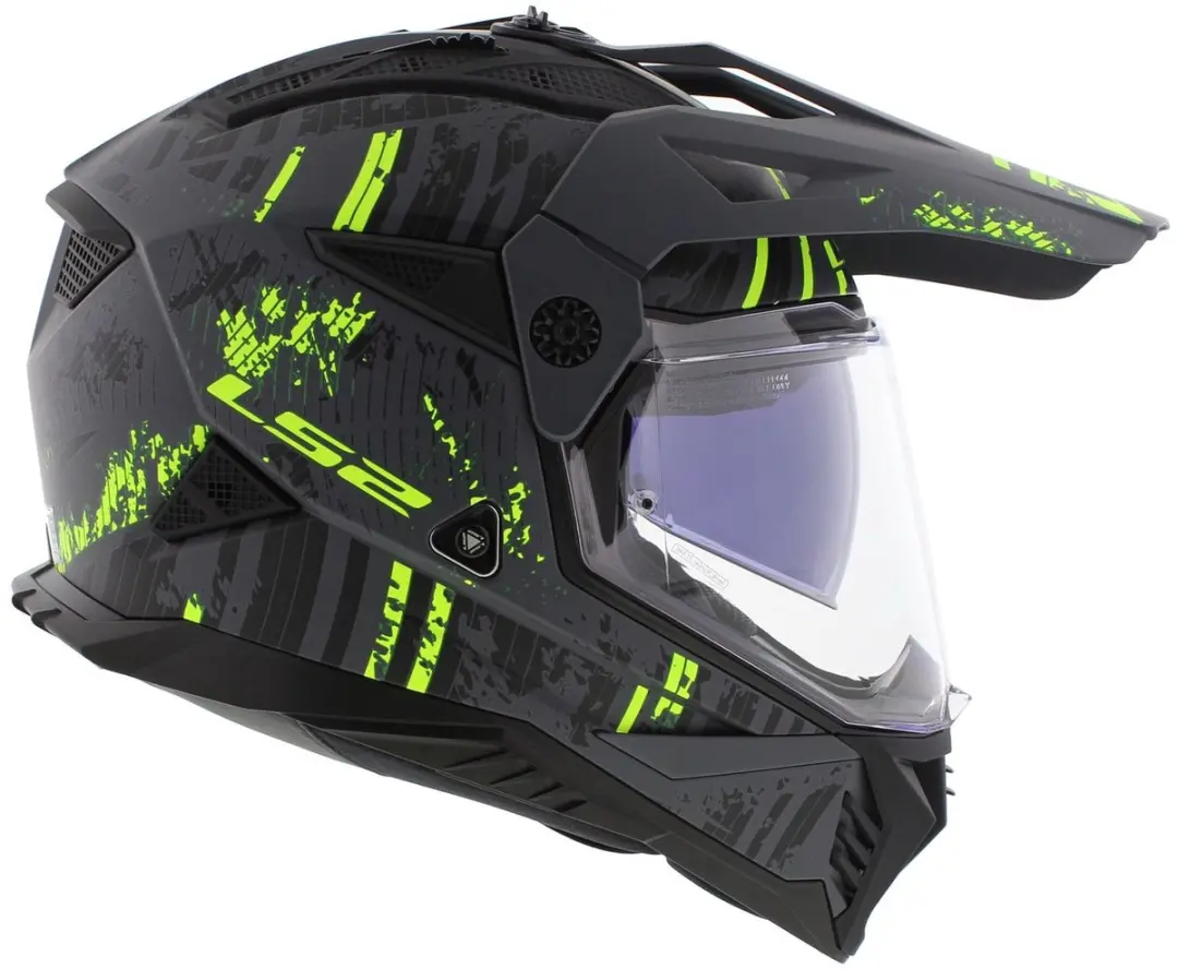LS2 MX702 Pioneer II Adventure Helm - XS - Zwart/Fluo Geel