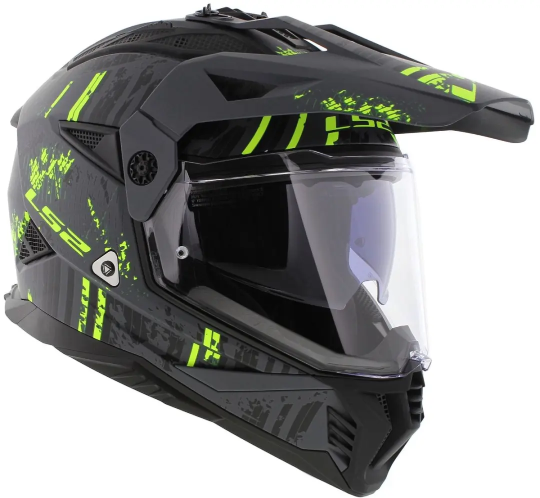 LS2 MX702 Pioneer II Adventure Helm - XS - Zwart/Fluo Geel