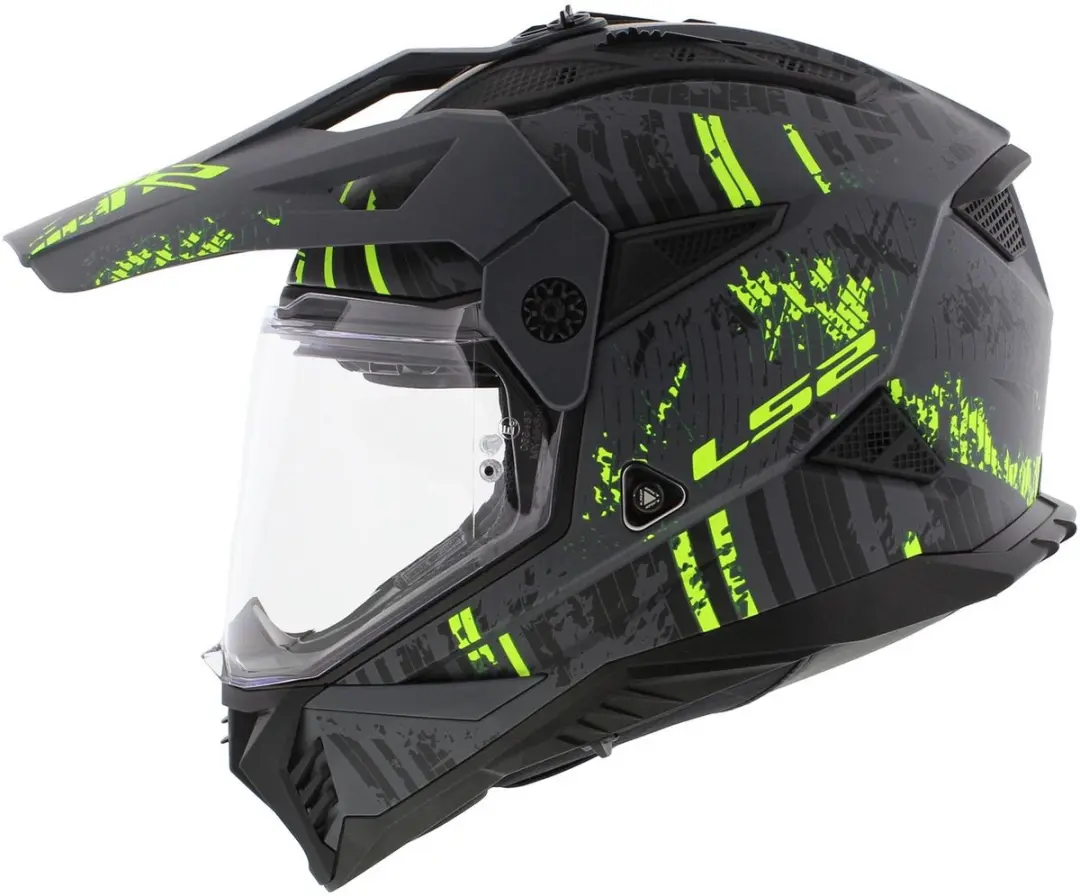 LS2 MX702 Pioneer II Adventure Helm - XS - Zwart/Fluo Geel
