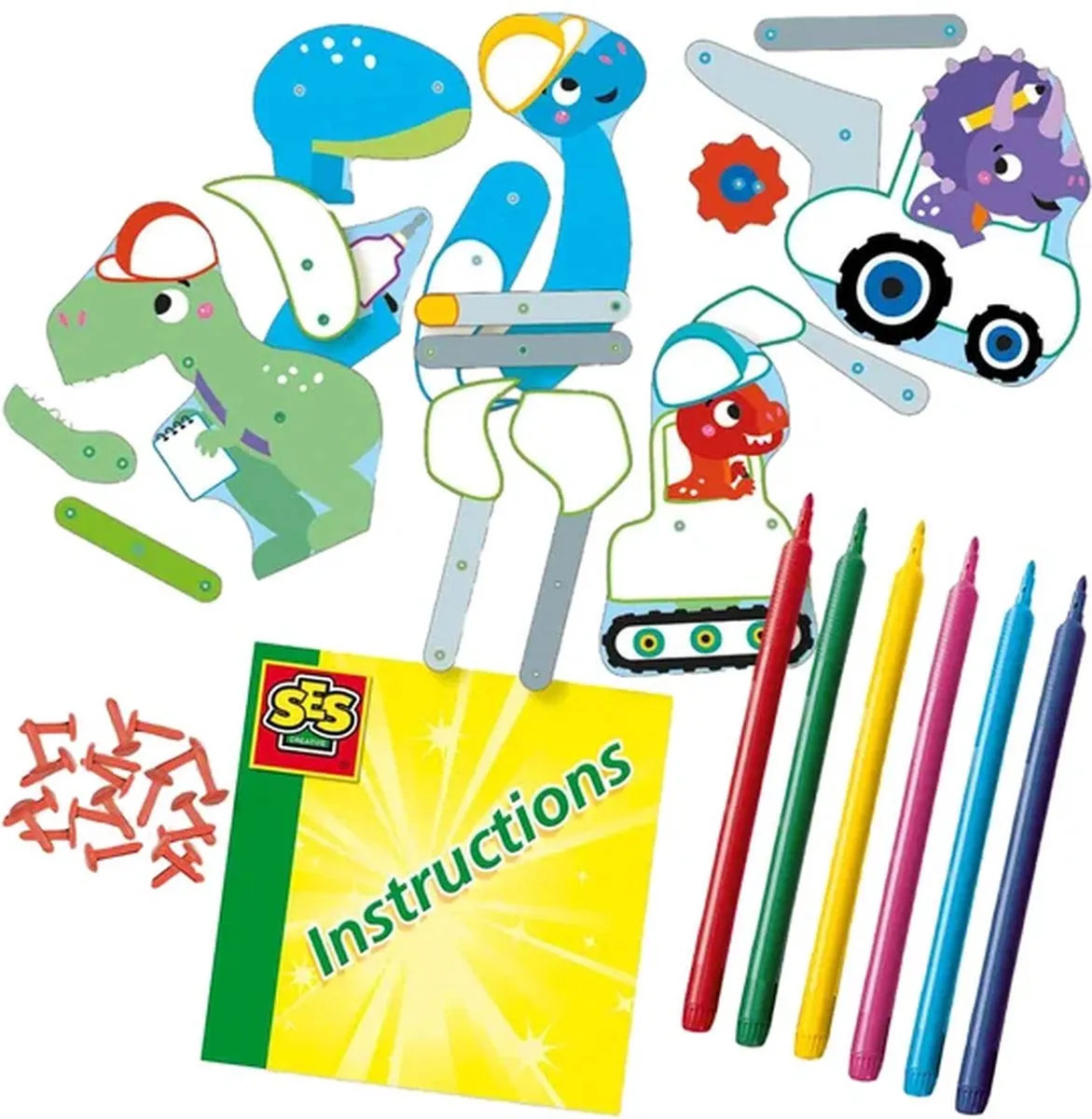 SES Creative Jonge Ingenieurs Dino's Bouwset - 4 Bewegende Dino's