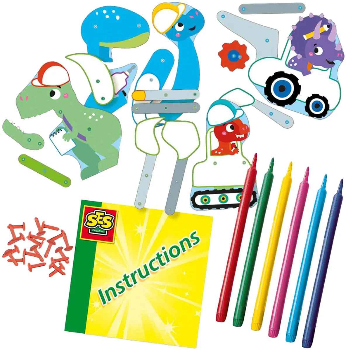 SES Creative Jonge Ingenieurs Dino's Bouwset - 4 Bewegende Dino's