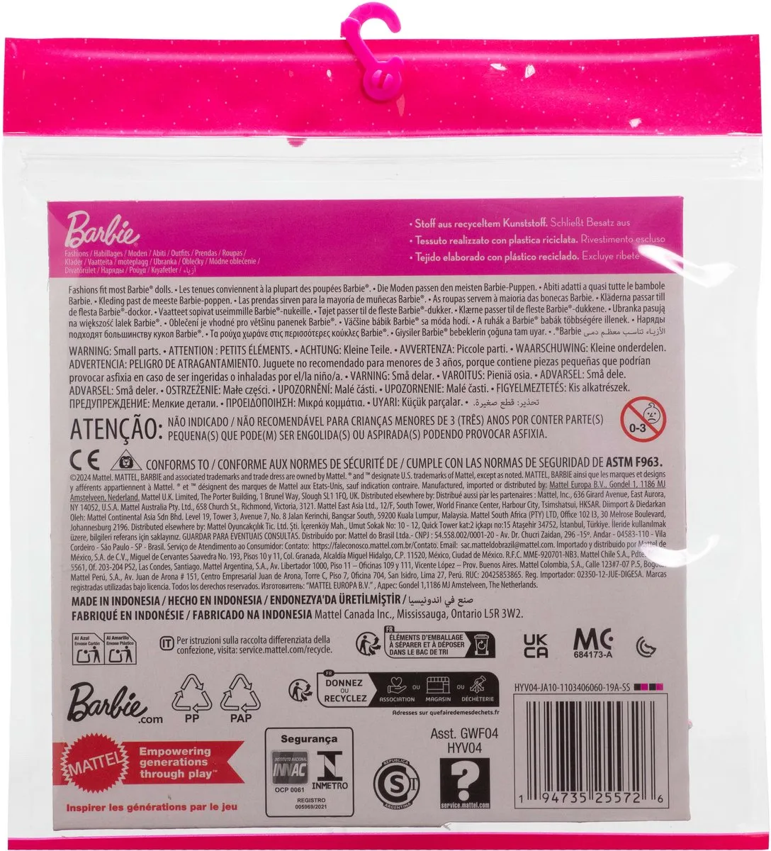 Mattel Barbie HYV04 Kledingset - 2 Zomerjurken, Zonnebril & Armband - Roze/Rood