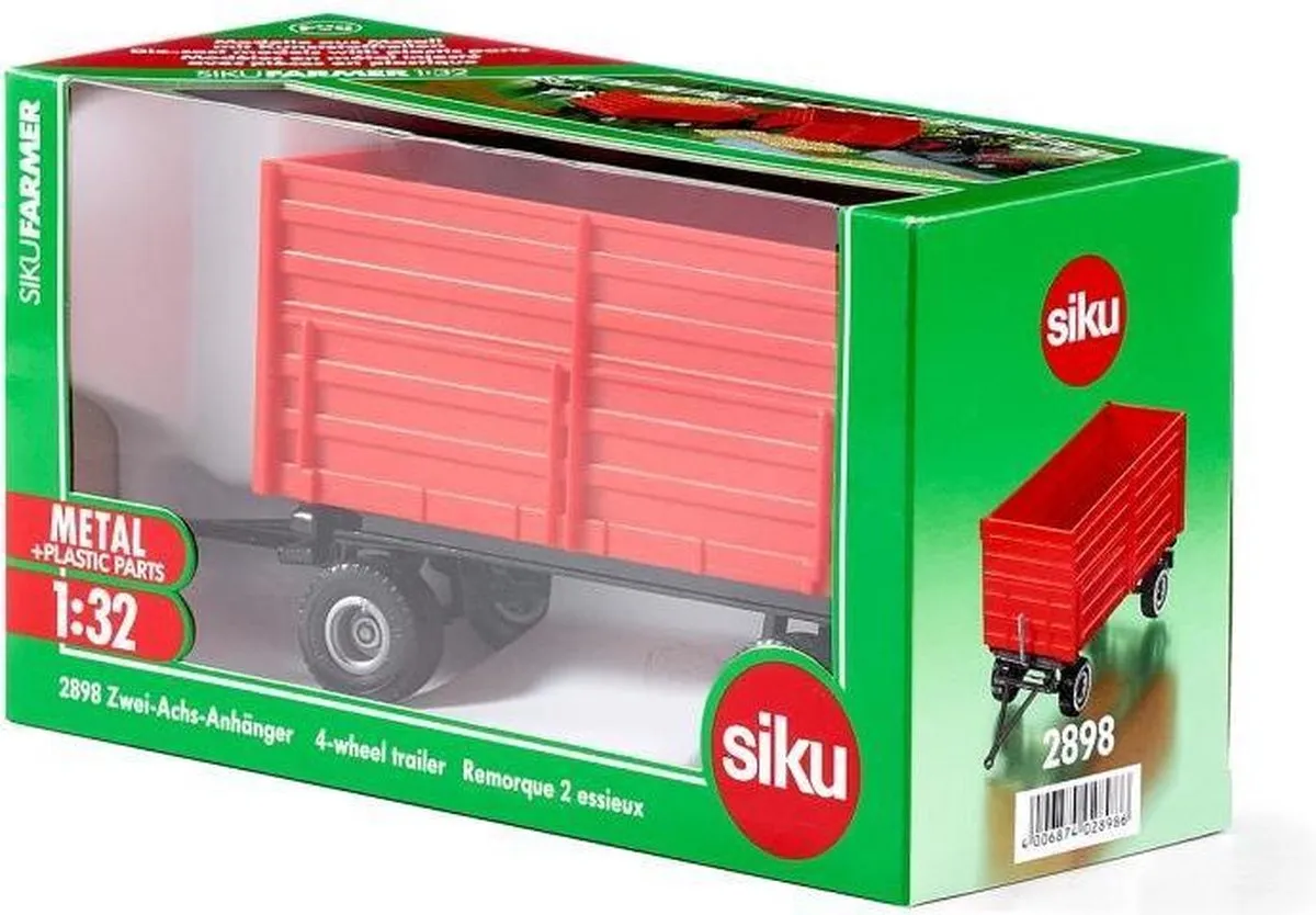 SIKU 2898 Twee-assige Aanhanger 1:32 - Rood