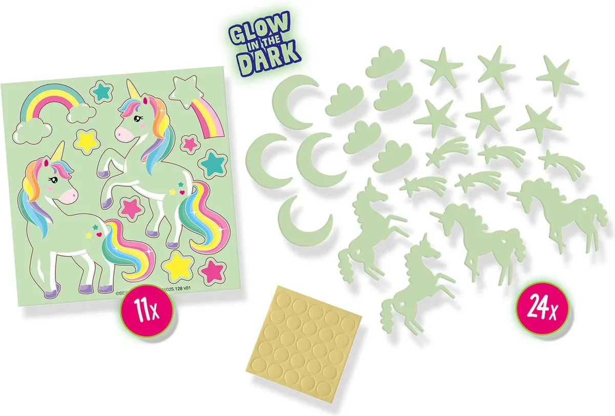 SES Creative Explore Glow-in-the-Dark Unicorns & Sterren - 24 Stuks