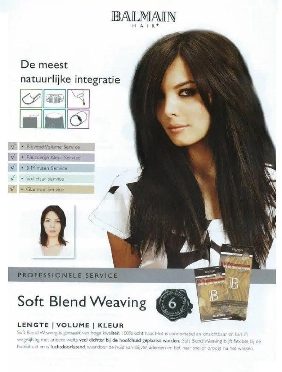Balmain Soft Blend Weaving 6 application system 25 cm. kleur L8, donkerblond/lic