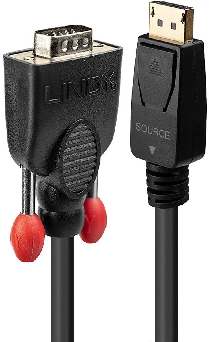 Lindy DisplayPort naar VGA Adapterkabel 2m - Zwart - afbeelding 2 van 3