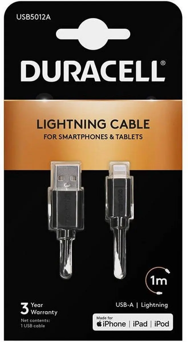 Duracell USB5012A USB-Kabel - Zwart