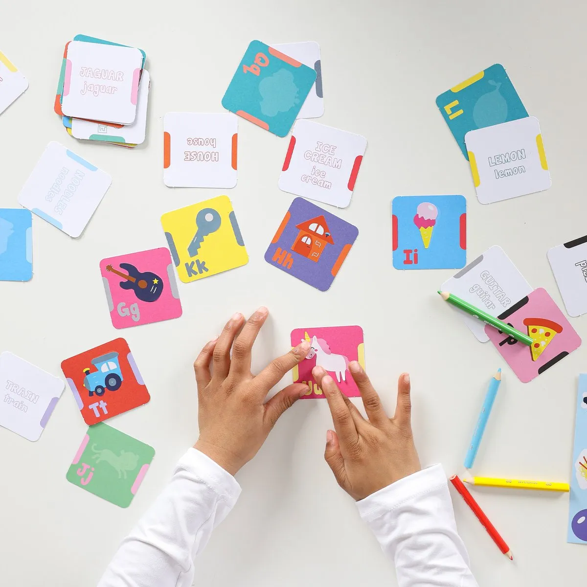 SES Creative Ik leer Engelse woorden Spel - 52 Kaarten & 8 Potloden