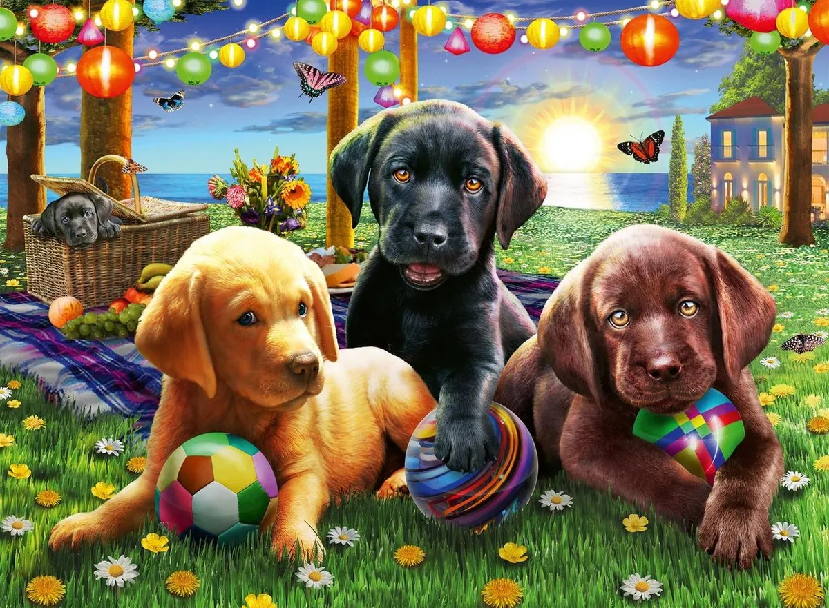Ravensburger Honden Picknick Legpuzzel 100 Stuks - Multicolor