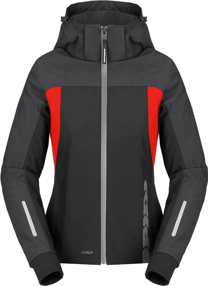 Spidi H2Out II Hoodie Dames Zwart Antraciet Fluo Rood