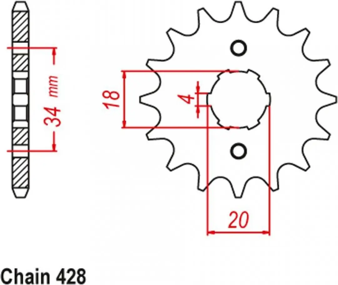 uitgaand tandwiel van versnellingsbak jt sprockets voor motorfiets daelim vt evo
