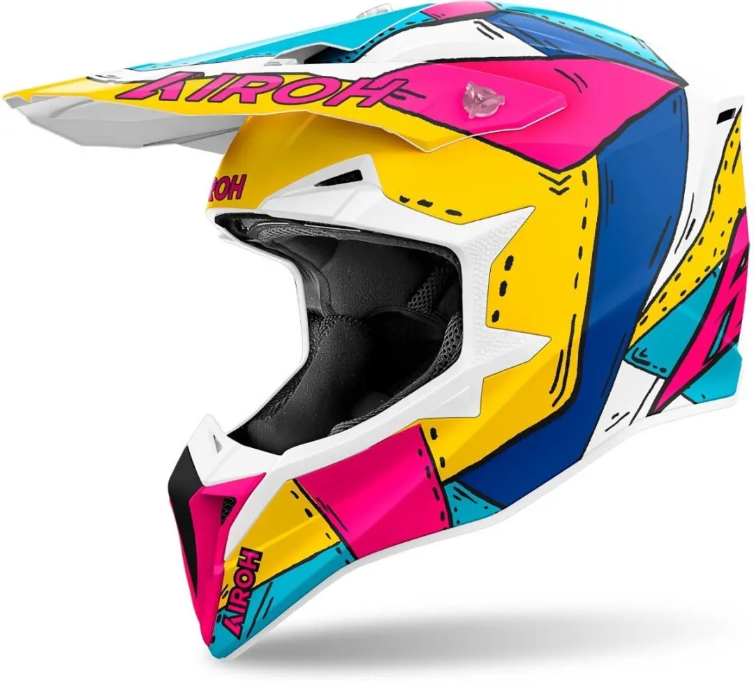 Airoh Wraaap Paint Blauw Geel Roze Crosshelm