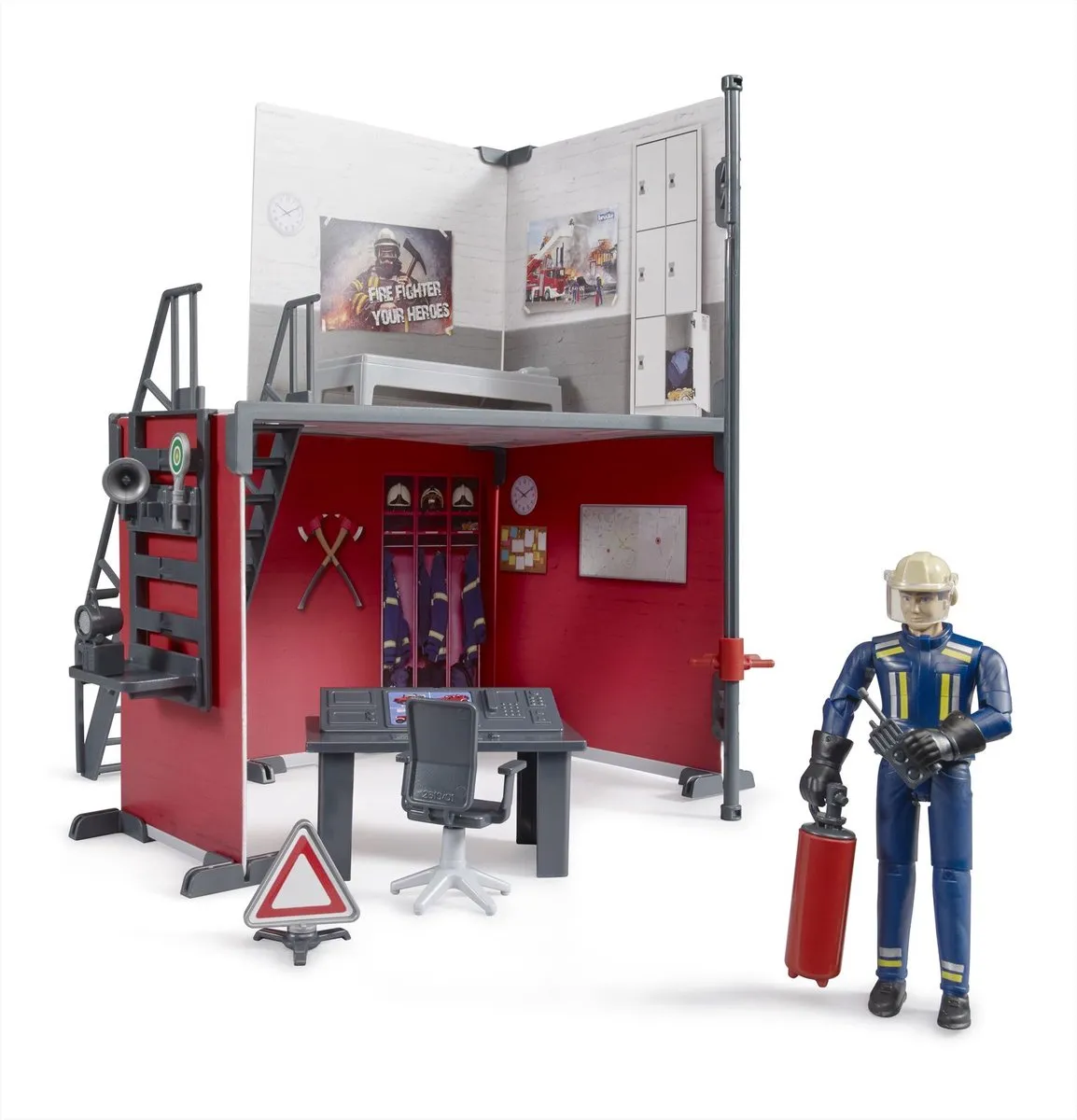 Bruder Bworld Brandweerkazerne 62702 - Schaal 1:16 - Rood