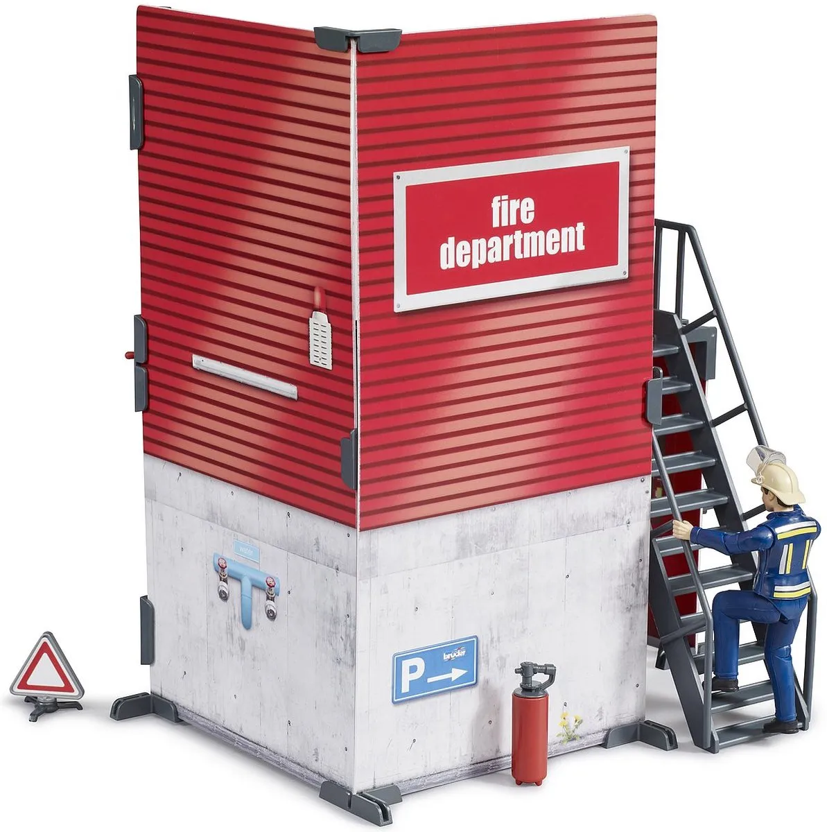 Bruder Bworld Brandweerkazerne 62702 - Schaal 1:16 - Rood
