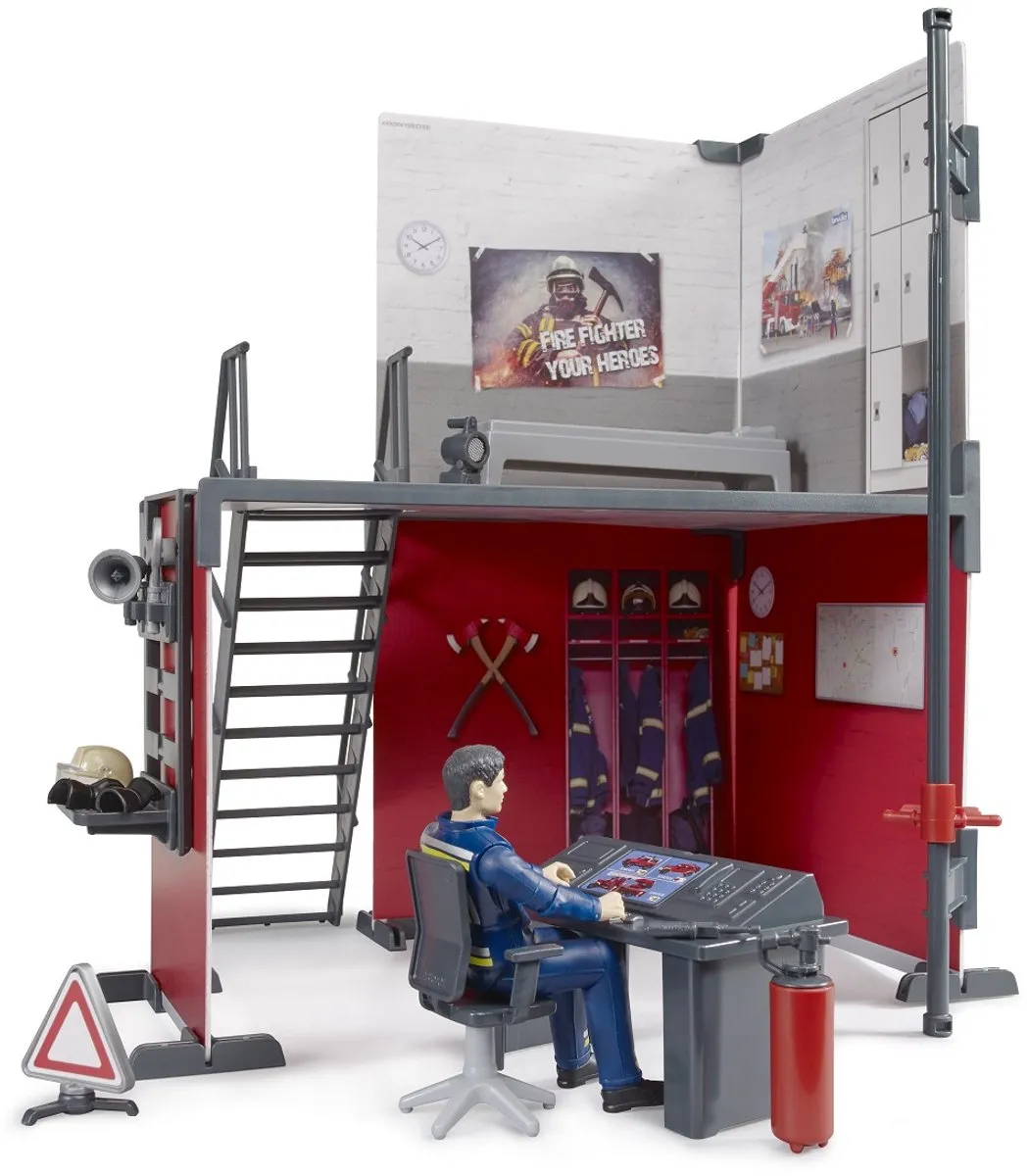 Bruder Bworld Brandweerkazerne 62702 - Schaal 1:16 - Rood