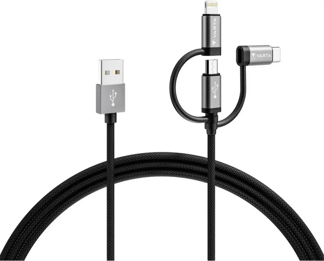 Varta USB-kabel 2.0m - USB-A/USB-micro-B/USB-C/Lightning
