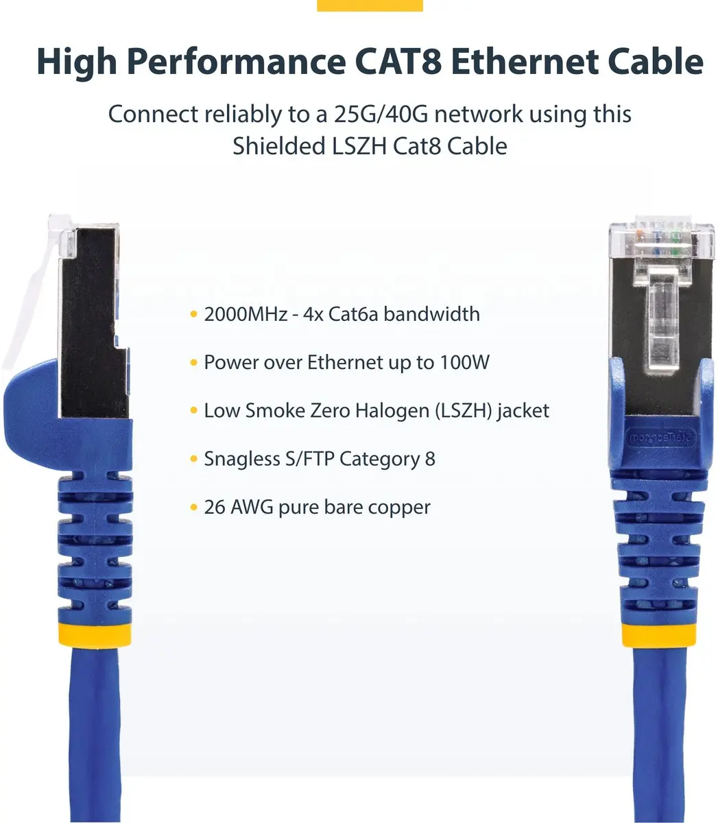 Startech CAT8 Netwerkkabel 1m Blauw - 25G/40G - S/FTP - LSZH - afbeelding 5 van 6