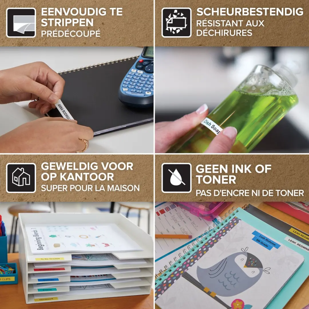 DYMO LetraTag S0721620 Zelfklevende Labels - 12mm x 4m - Zwart op Geel