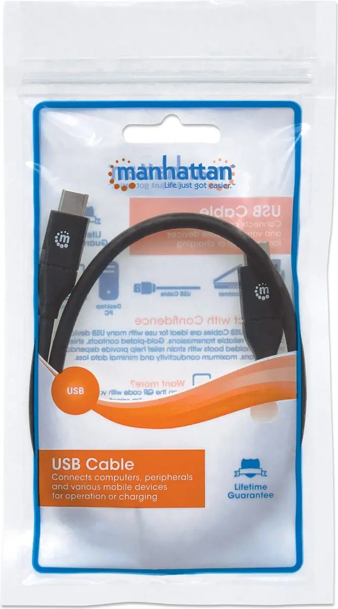 Manhattan 354899 USB-C Kabel 0.5m - Zwart