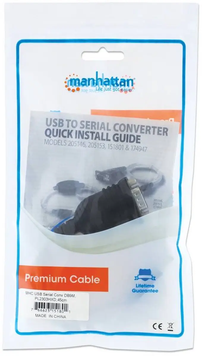 Manhattan USB 1.1 Adapter D-sub 9-polig - 45cm - Vergulde contacten