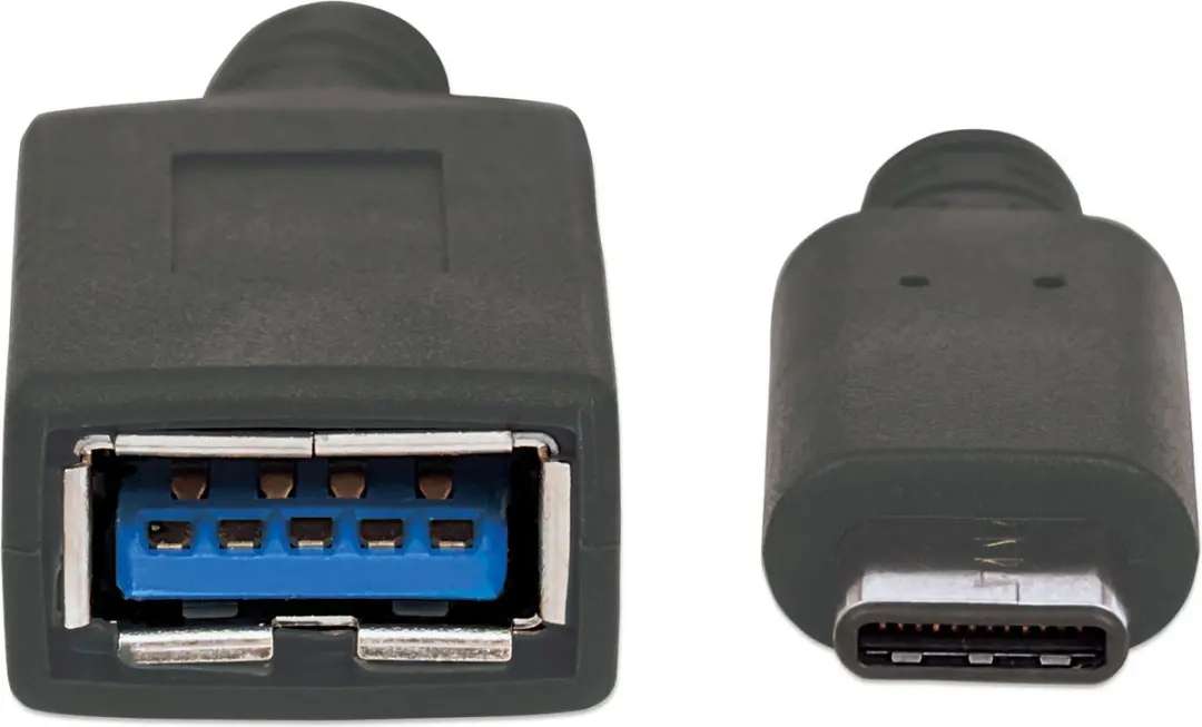 Manhattan 355285 USB-C naar USB-A Kabel 0,15m - Zwart