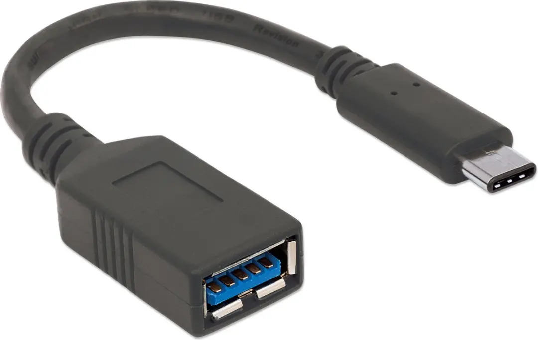 Manhattan 355285 USB-C naar USB-A Kabel 0,15m - Zwart