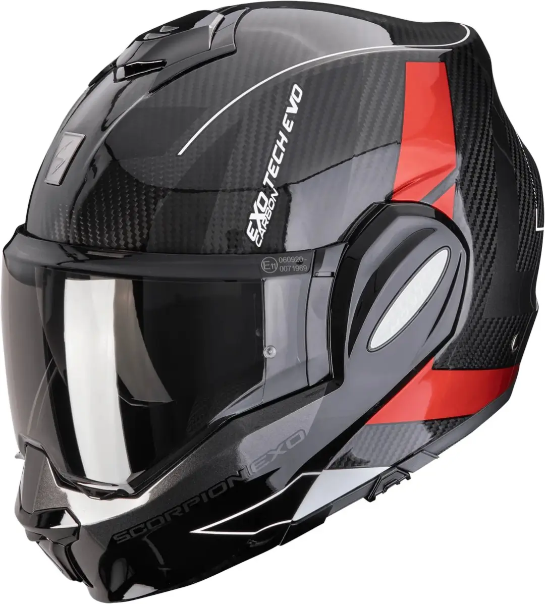 Scorpion Exo-Tech Evo Carbon Cad Black Red Systeemhelm