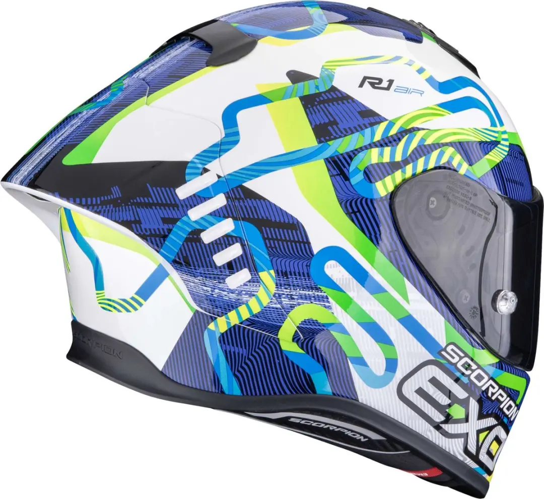 Scorpion EXO-R1 Evo II Air Integraalhelm - S - Zwart/Wit/Blauw/Groen