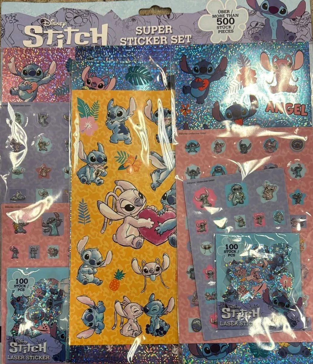 Disney Stitch Super Sticker Set - 500 Stickers Glitter/3D/Laser