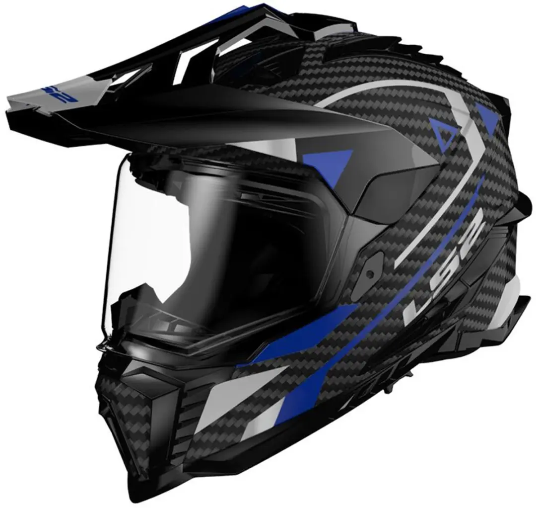 LS2 MX701 Explorer Carbon Adventure Blauw Adventure Helm