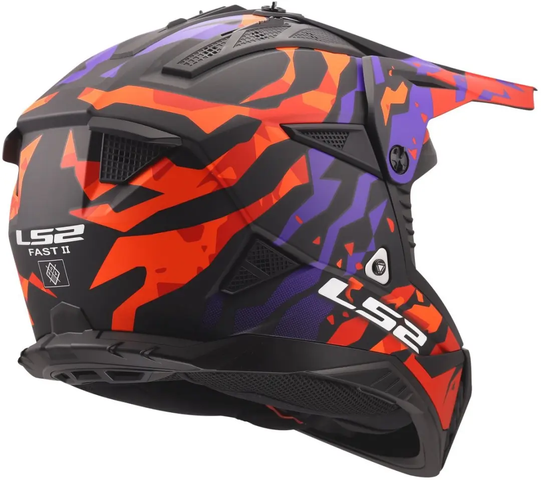 LS2 Fast II Grotesk MX708 Helm - Paars/Oranje - Maat S