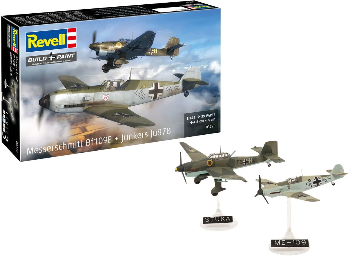 Revell 03770 Messerschmitt Bf109E & Ju87B Stuka Modelbouwpakket 1:144 - Multi