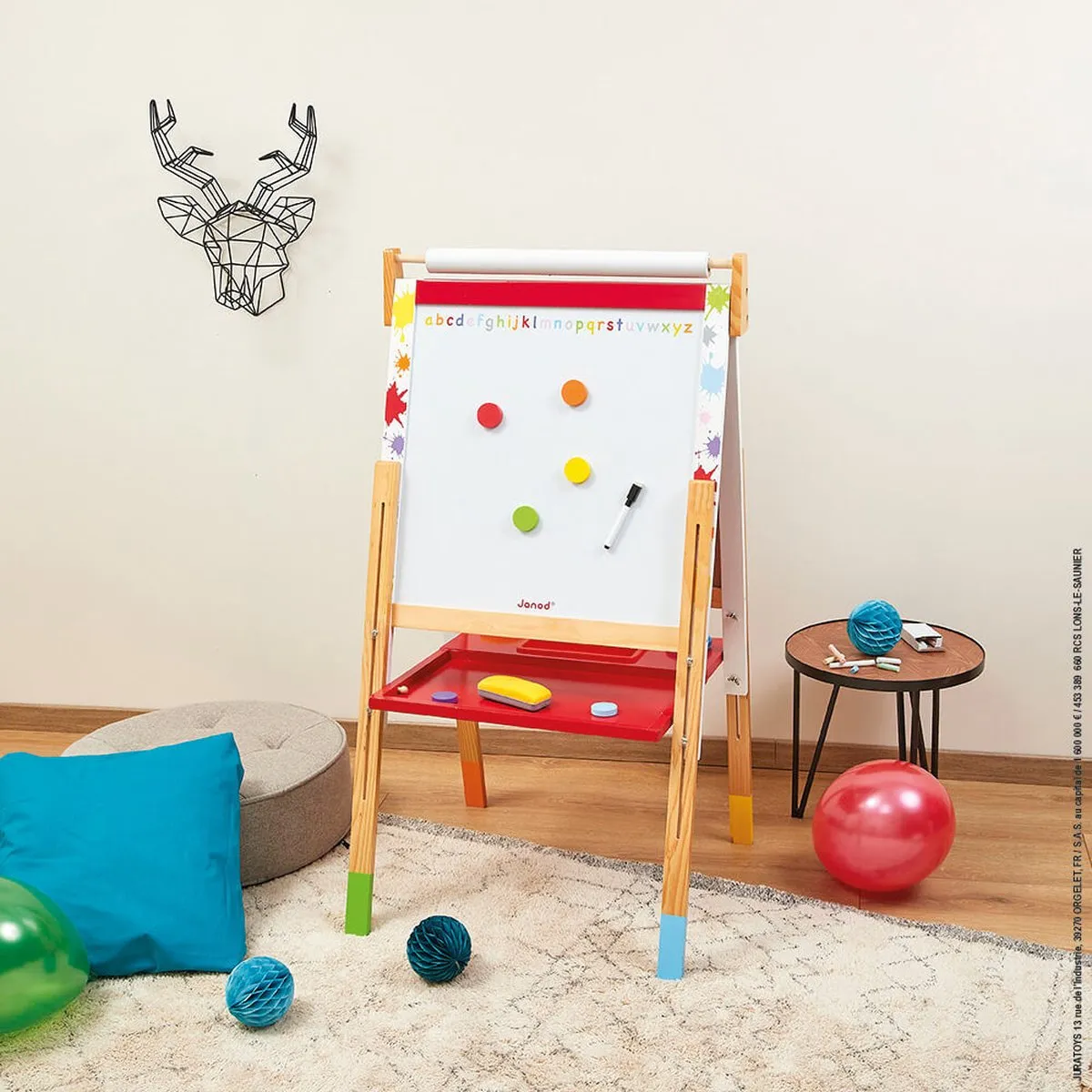 Janod Schoolbord Verstelbaar A4 - Splash - Magnetisch/Wit