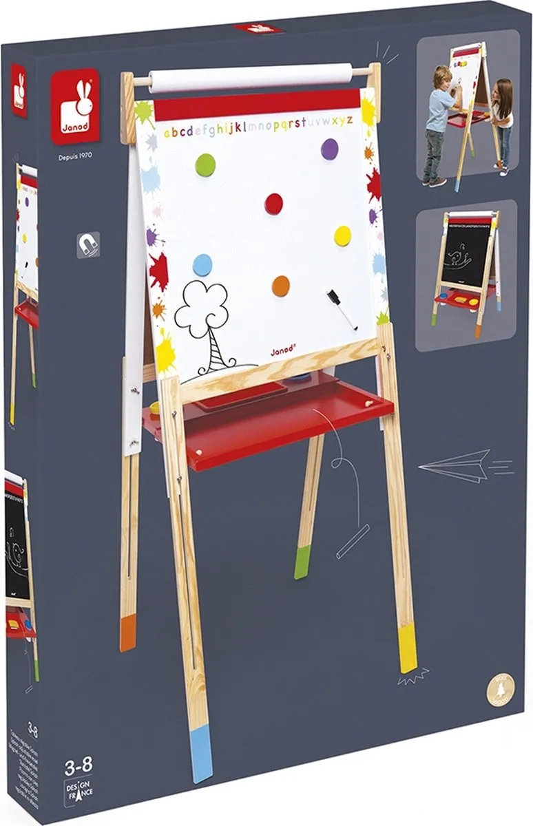 Janod Schoolbord Verstelbaar A4 - Splash - Magnetisch/Wit